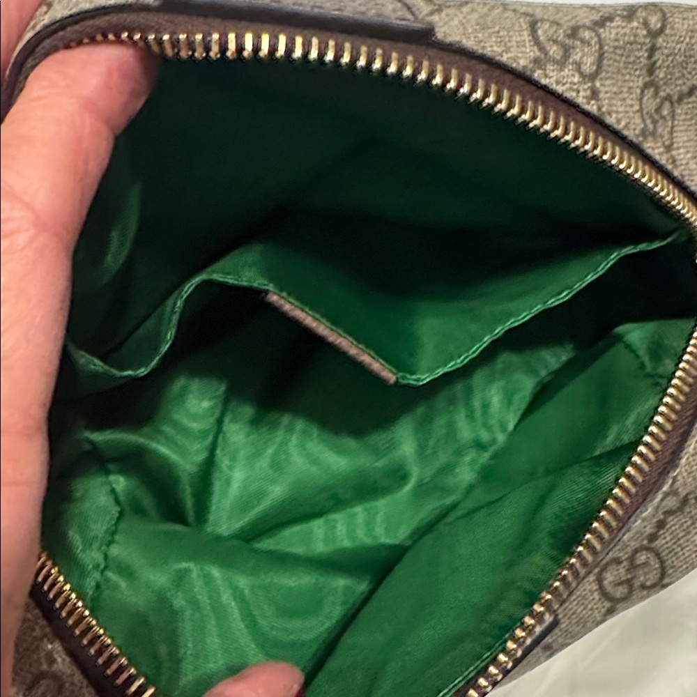 Cosmetic Bag Gucci Ophidia GG Supreme Brown Coated Canvas Large Gold NEW - Picture 6 of 12